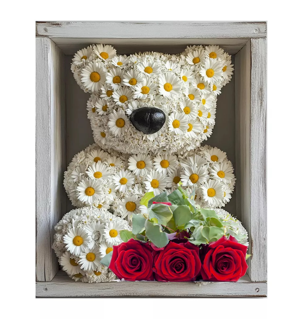 Sweet Daisy Bear Gift with Blooms