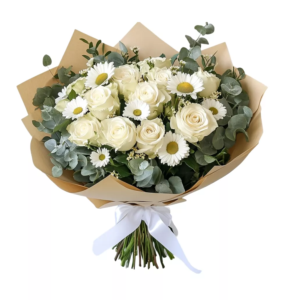 Timeless White Rose & Daisy Elegance