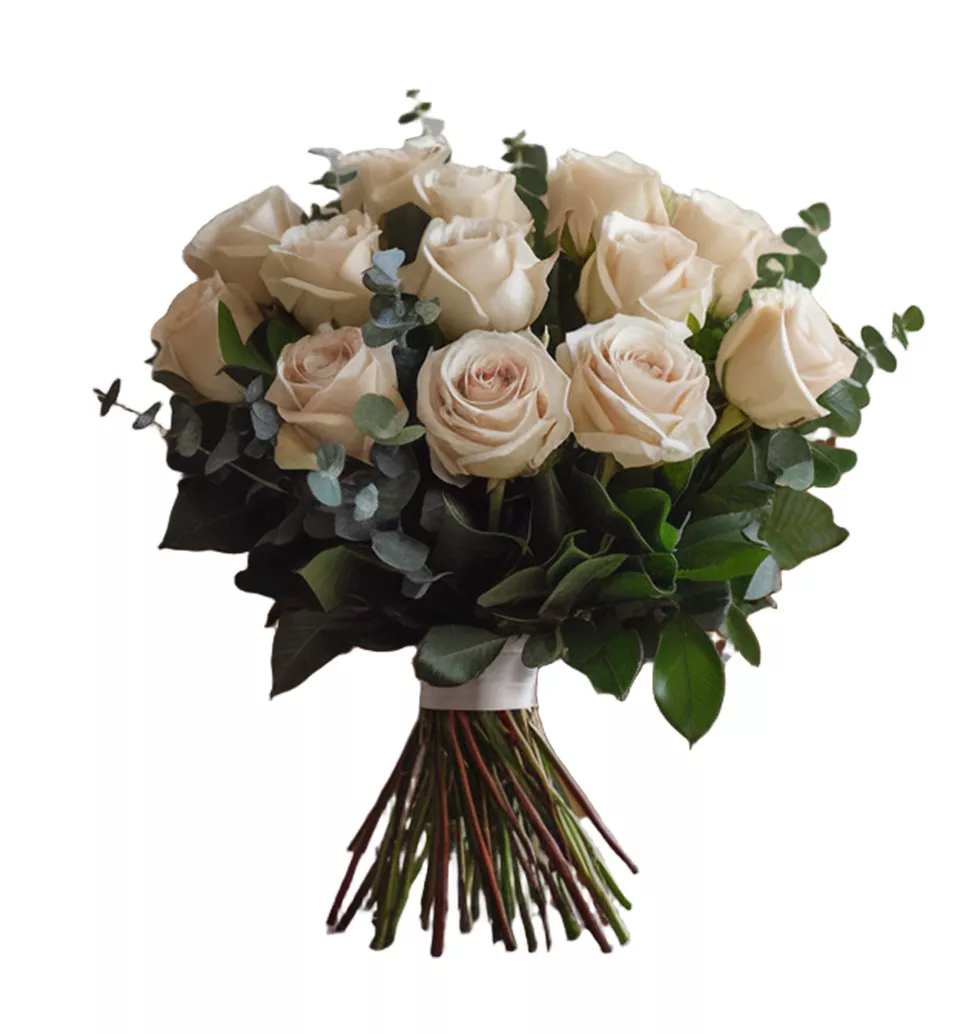 Classic Eucalyptus & Roses Arrangement