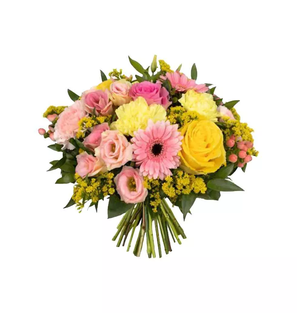Joyful Harmony Of Pink And Yellow Blossoms
