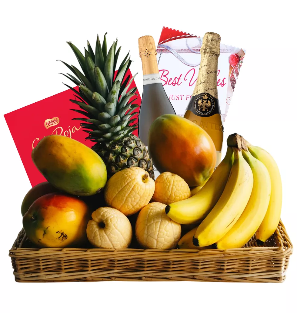 Exotic Fruit, Chocolates & Cava Basket