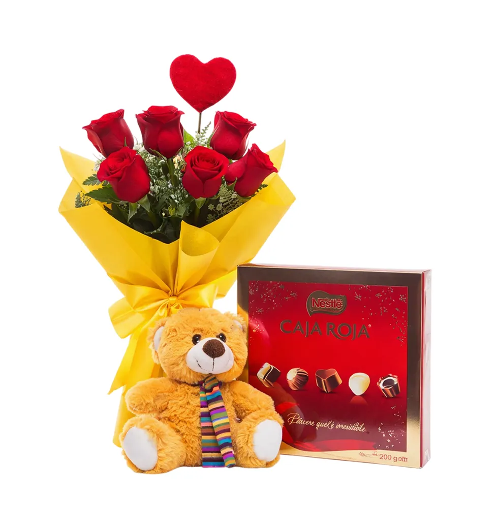 Romantic Roses, Teddy & Chocolate Hamper