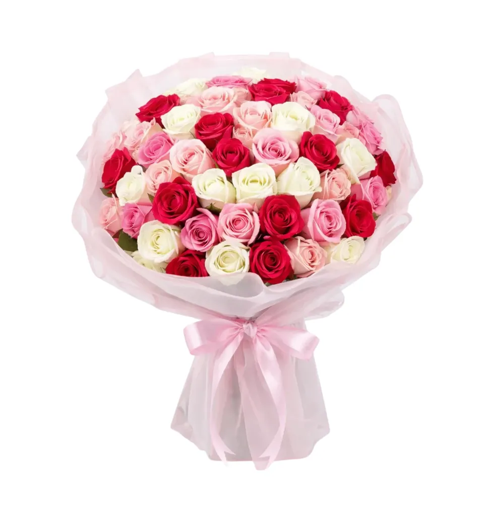 Fresh 50 Roses Floral Bouquet