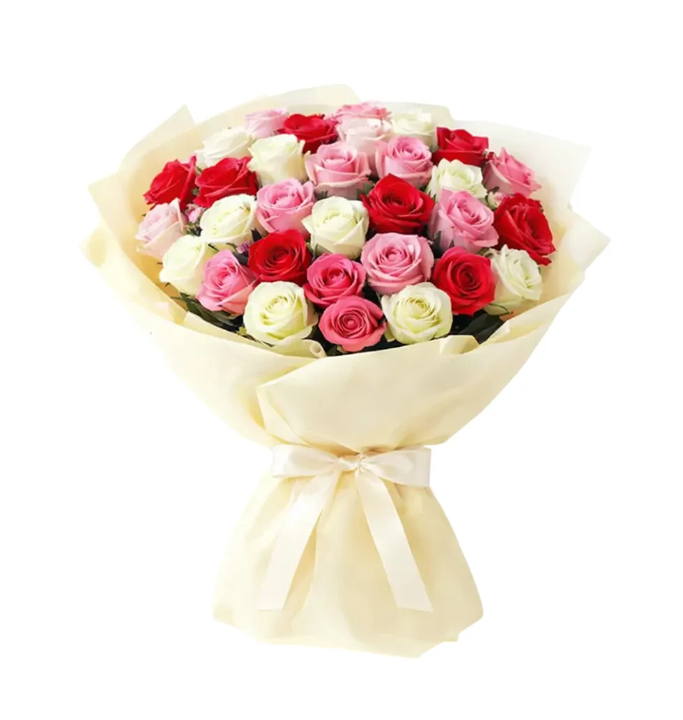 Fresh 30 Mixed Roses Floral Bouquet